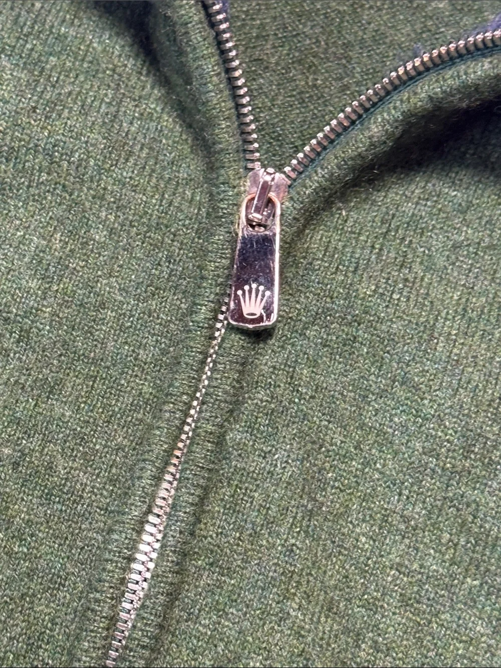 ROLEX Wimbledon VTG Forest Green Full Dual-Zip Cashmere Sweater Made in Italy XL - Picture 7 of 16